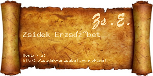 Zsidek Erzsébet névjegykártya